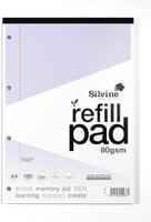Silvine SEN Refill Pad A4 With Tinted Coloured Papers 100 Page Ruled With Margin 4 Hole Punched Lilac (Pack 6) - A4RPTINV