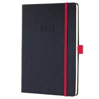 Conceptum Diary 2025 Approx A5 Week To View Hardcover Softwave Surface 148x213x30mm Black-Red