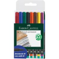 Faber-Castell Marker Multimark Permanent Medium Line Width Assorted Colours (Pack 8) - 152509