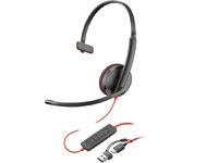 HP Poly Blackwire 3210 Mono USB-C Headset with USB-C to USB-A Adapter