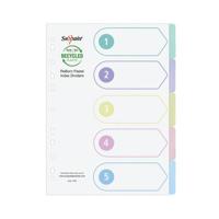 Snopake GRS ReBorn Index Dividers - 5 Part A4 Pastel Asstd- 5 Files