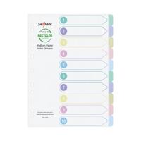 Snopake GRS ReBorn Index Dividers - 10 Part A4 Pastel Asstd- 5 Files
