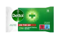 Dettol On The Go 2in1 Antibacterial Wipes for Hand and Surfaces (Pack 15) - 3244805