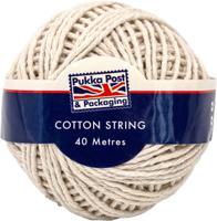 Pukka Post & Packaging Cotton String Twine Ball 40m (Pack 4) - 9767-PCK