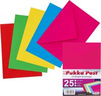 Pukka Post & Packaging Envelopes C5 Bright (Red/Yellow/Green/Blue/Pink) Gummed 100gsm 162mmx229mm (Pack 25) - 9062-ENV