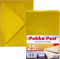 Pukka Post & Packaging Envelopes C6 Gold Gummed 100gsm 114mmx162mm (Pack 25) - 9063-ENV