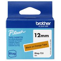 Brother 12MM Black on Orange Labelling Tape - BTAGT31