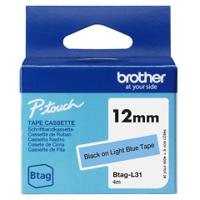 Brother 12mm Black on Light Blue Labelling Tape - BTAGL31