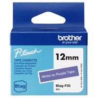 Brother 12mm White on Purple Tape - BTAGF35