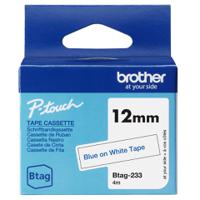 Brother 12mm Blue on White Tape - BTAG233
