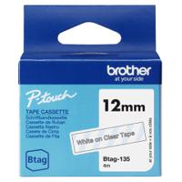 Brother 12mm White on Clear Tape - BTAG135