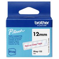 Brother 12mm Red on Clear Labelling Tape - BTAG132