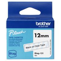 Brother 12mm Black on Clear Labelling Tape - BTAG131