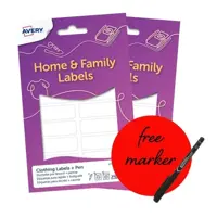 Avery Clothing Labels and Pen 45x13mm White (Pack 72 and Free Pen) - ETVET36X2PEN.UK