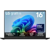 LG Gram 16 AI 16 Inch Intel Core Ultra 7 256V 16GB RAM 512GB SSD Intel Arc Graphics Windows 11 Home Notebook