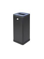 Alba Recycling Bin 50L Steel For Paper Black With Blue Oblong Hole Lid H73xW31xD31cm - PBCORBN B