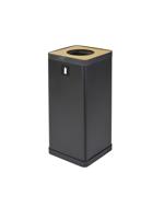 Alba Recycling Bin 50L Steel For Plastic Black With Yellow Circular Hole Lid H73xW31xD31cm - PBCORBN J