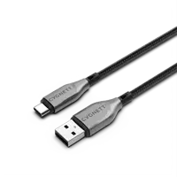 Cygnett 2m Armoured USB-C to USB-A Black Cable
