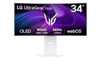 LG UltraGear 34GX90SA 34 Inch OLED 3840 x 2160 Pixels Wide Quad HD HDMI DisplayPort USB-C White Curved Gaming Monitor