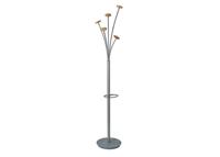 ALBA Festival Coat Stand 5 Pegs Silver Grey and Light Wood - PMFESTW M