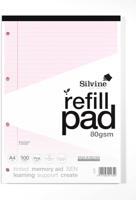 Silvine Tinted 100 Lined Pages Refill Pad 80gsm A4 Pink (Pack 6) - A4RPTINP
