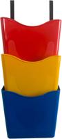 Deflecto A4 Portrait Antimicrobial Wall Pocket Literature File with Hanging Bracket Red/Yellow/Blue (Pack 3) - CP081STRYB