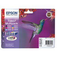 Epson T0807 Hummingbird Black Cyan Light Cyan Light Magenta Magenta Yellow Standard Capacity Ink Cartridge Multipack 6 x 7.4ml (Pack 6) - C13T08074011