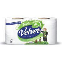 Velvet Toilet Roll 3 Ply White (Pack 12 For The Price Of Pack 9) 1102092
