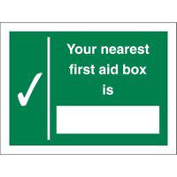 Seco Nearest First Aid Box Self Adhesive Vinyl Sign 200x150mm - SP075SAV-200X150