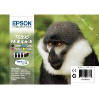 Epson T0895 Monkey Black Cyan Magenta Yellow Standard Capacity Ink Cartridge Multipack 6ml + 3 x 3.5ml (Pack 4) - C13T08954010