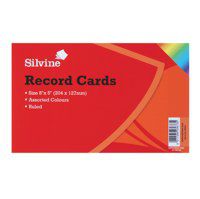 ValueX Record Cards Ruled 203x127mm Assorted Colours (Pack 100) - 585AC