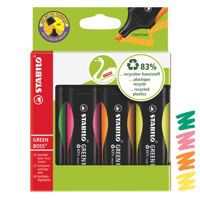 STABILO GREEN BOSS Highlighter Pen Chisel tip 2-5mm Line Assorted Colours (Pack 4) 6070/4