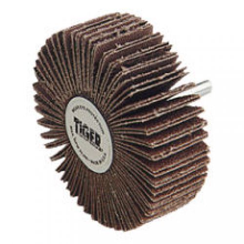 Weiler Tiger Mounted Flap Wheels, 3 in x 1 in Aluminum Oxide 60 Grit, 1/4 in Stem, 23,000 rpm 52027