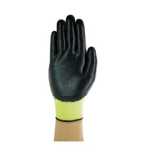 11-510 Nitrile Palm Coated Gloves, Size 9, Yellow/Black