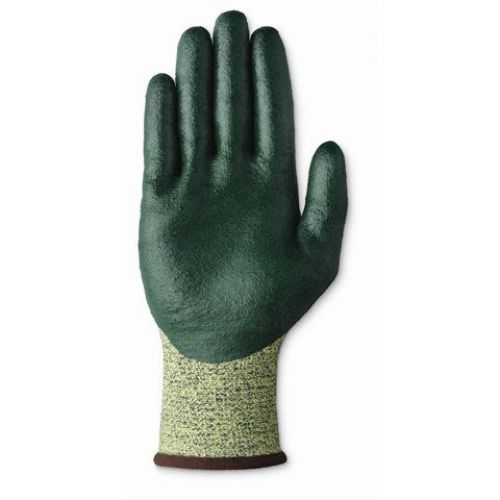 11-511 Nitrile Palm Coated Gloves, Size 9, Green/Yellow