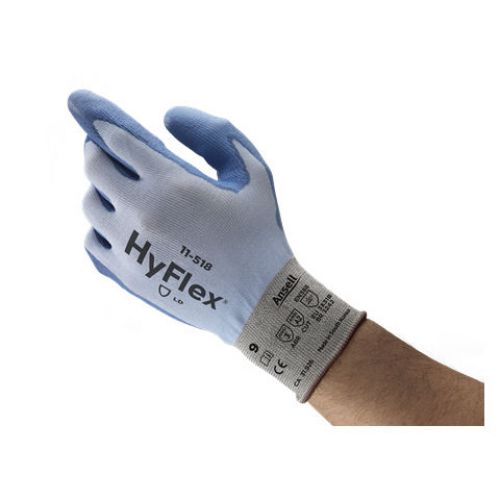 11-518 Polyurethane Palm Coated Gloves, Size 9, Blue/Gray