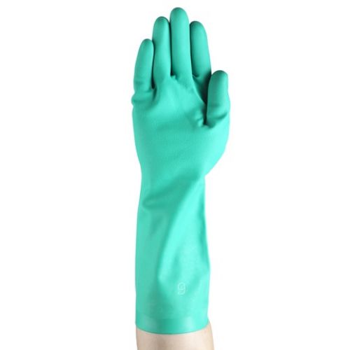 37-165 Nitrile Gloves, Gauntlet Cuff, Unlined, Size 11, Green, 15 mil