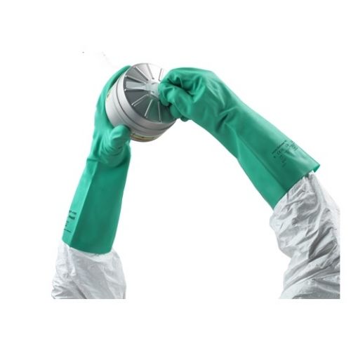 37-165 Nitrile Gloves, Gauntlet Cuff, Unlined, Size 11, Green, 15 mil