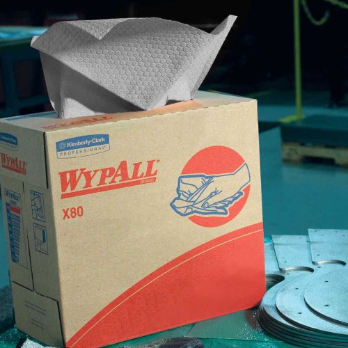 Image of WypAll* X80 Reusable Wipes (41044), Extended Use Wipers Brag Box Format, White, 160 Sheets / Box; 1 Box / Case 41044