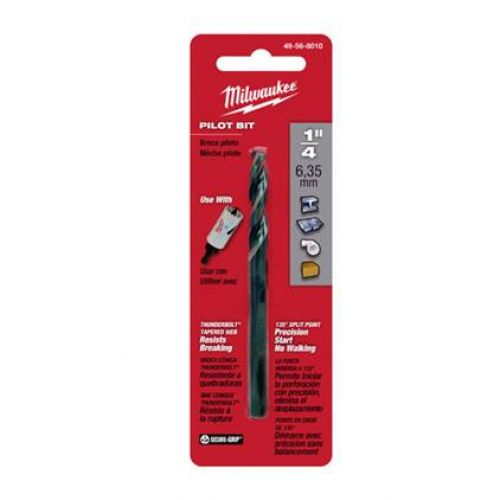 MILWAUKEE ELECTRIC TOOLS Standard Pilot Drill Bits, 1/4 in  X 4 in, Round w/ 3 Flats