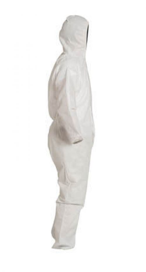 Proshield® 10 Coverall, Serged Seams, Attached Hood, Elastic Wrists and Ankles, Zipper Front, Storm Flap, White, 2X-Large