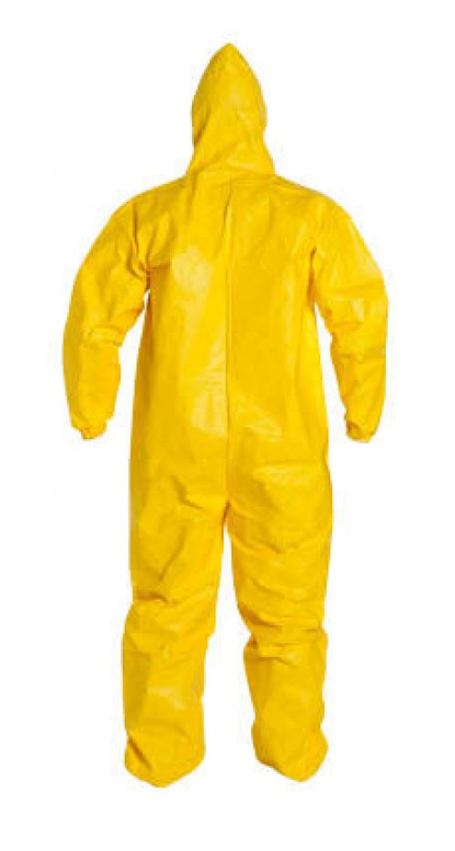 Tychem® 2000 Coverall, Serged Seams, Attached Hood, Elastic Wrists and Ankles, Zipper Front, Storm Flap, Yellow, 2X-Large