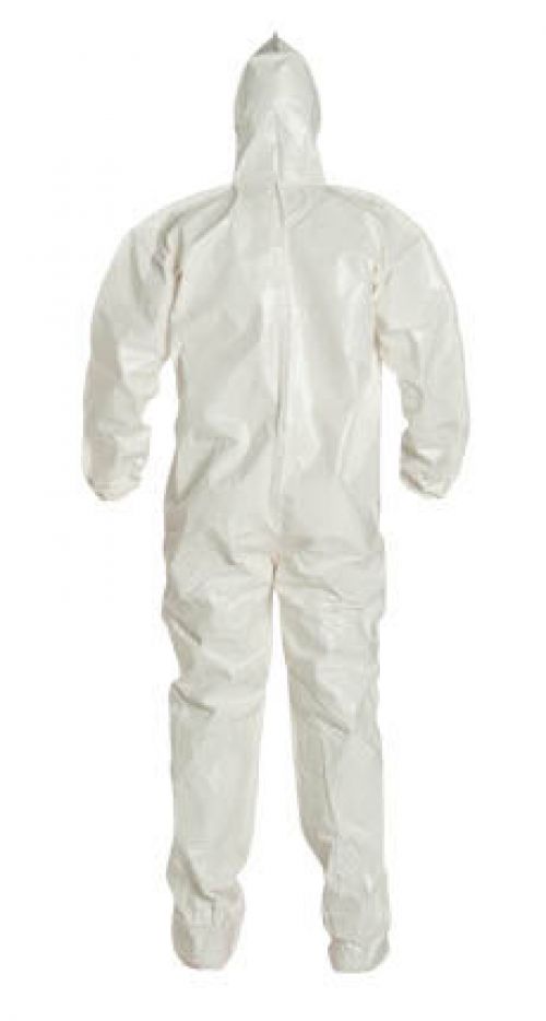 Tychem® 4000 Coverall, Attached Hood and Sock, Elastic Wrists, Zipper, Storm Flap, White, 3X-Large