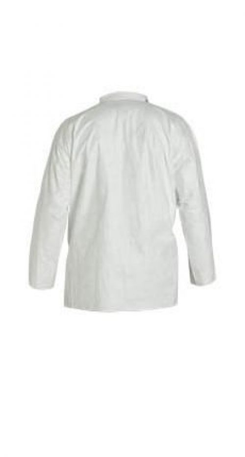 Tyvek® 400 Front Snap Shirt with Collar and Open Wrists, Flashspun, White, Large