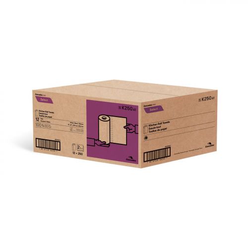 Kitchen Paper Towel Roll 2-Ply 11''x8'', White, 250 Sheets/Roll