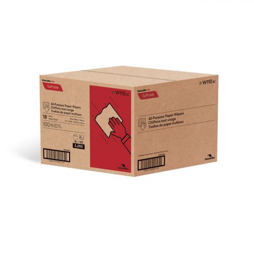 All-Purpose Singlefold 2-Ply Paper Wipers 10.25''x8.1'', Pop-Up Box, White (125 Per Box, 18 Boxes)