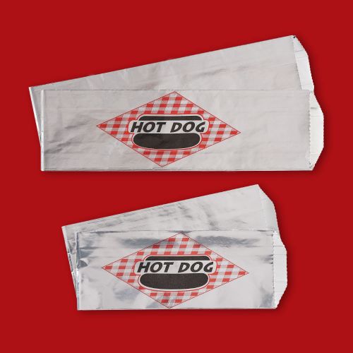 Fischer Foil Hot Dog Bag 3 1/2 x 1 1/2 x 8 3/4 Plain Pack 1000 / cs