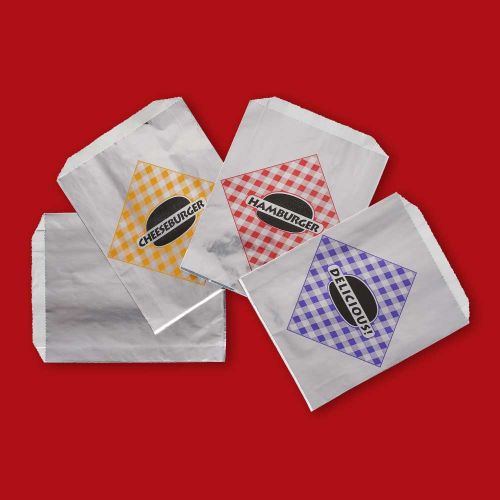 Fischer Foil Jumbo Cheeseburger Bag 6 1/2 x 1 1/2 x 7 3/4 Printed Pack 1000 / cs