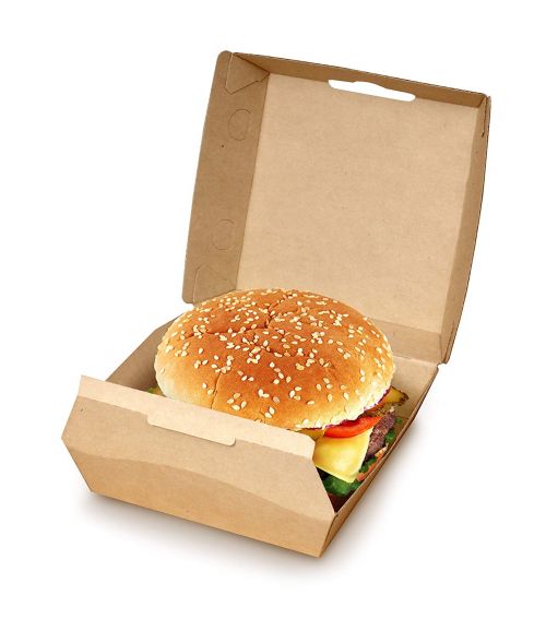 Bagcraft Eco-Flute Clamshell Containers Grease Resistant Kraft 5.5x5.4x2.63 Pack 300 / cs