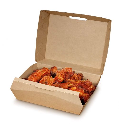 Bagcraft Eco-Flute Clamshell Containers Grease Resistant Kraft 7.9x5.9x2.75 Pack 200 / cs